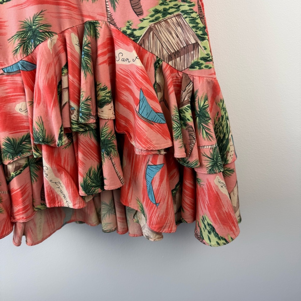 Vintage Ralph Lauren Rugby Topical Vacation Resort Print Halter Mini Dress - Picture 4 of 5